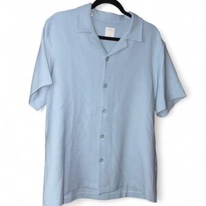 Sandro Paris Blue Short Sleeve Button-Up Shirt.Size XXL